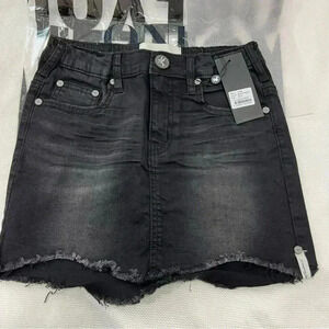 ONE TEASPOON BLACK PUNK 2020 MINI STRETCH HIGH WAIST DENIM SKIRT Size 9-…